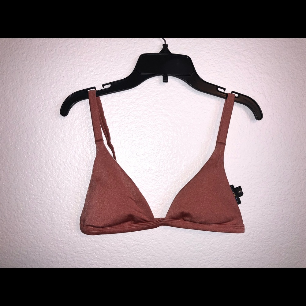 Salmon shiny bathing suit top